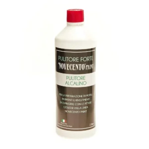 Pulitore alcalino Novecento Paint in bottiglia, ideale per sgrassare e preparare superfici prima della pittura. Adatto a mobili, pavimenti e rivestimenti, garantisce un'adesione ottimale della vernice.