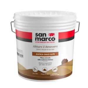 Pittura minerale effetto calce opaco San Marco per interni ed esterni, traspirante e decorativa, ideale per superfici murali e ambienti umidi