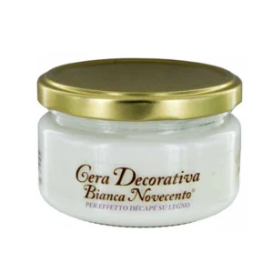 Cera decorativa bianca per effetto cérusé e decapato su legno scuro e chiaro. Finitura elegante e delicata per mobili e superfici