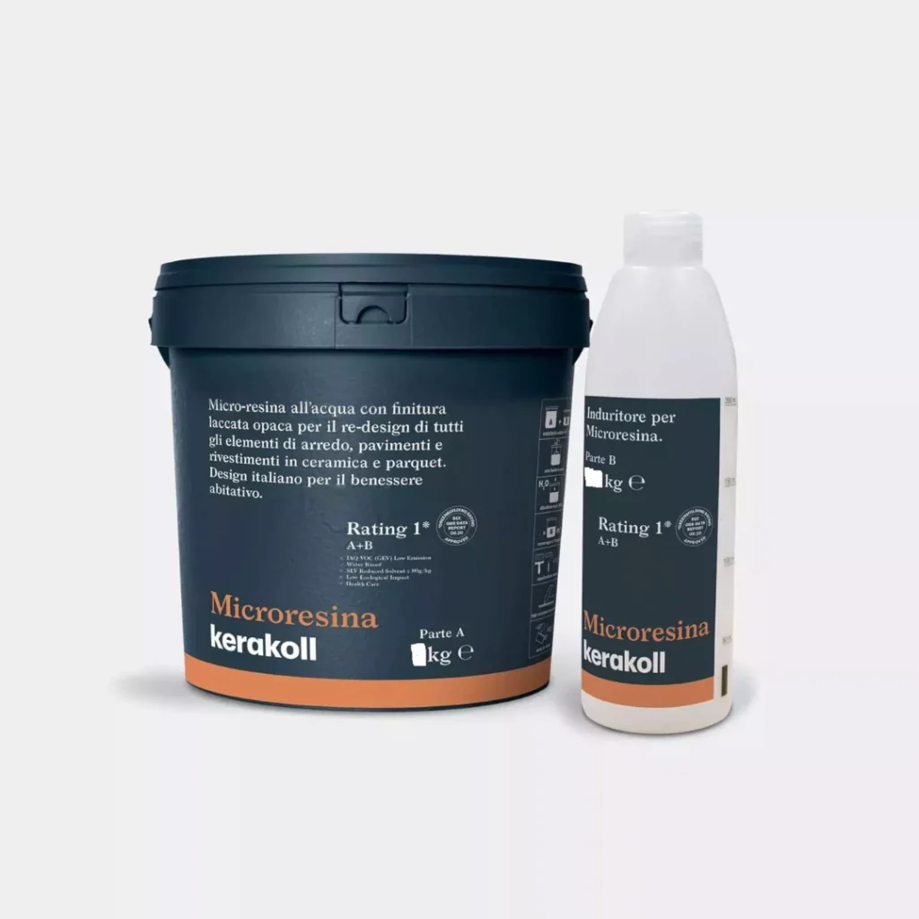 Microresina Kerakoll Bianco KK 1 a finitura opaca laccata per rivestimento di arredi, ceramiche e parquet, resistente e smacchiabile