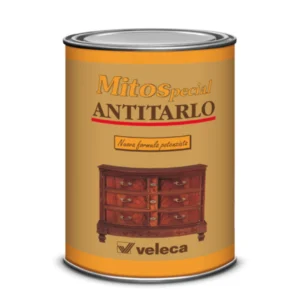 Barattolo di Antitarlo Mitospecial Veleca, trattamento insetticida per legno con nuova formula potenziata, ideale per eliminare tarli e proteggere mobili e superfici in legno