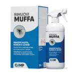 Flacone spray di CAMP Rimuovi Muffa, antimuffa pronto all’uso per muri interni ed esterni, con spruzzino e guanti inclusi, posizionato su sfondo neutro.