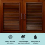 Protettivo per legno e ferro da esterno. Tornabello rinnova e protegge superfici esposte al sole e alle intemperie. Con filtri UV resistenti, finitura lucida e idrorepellente.